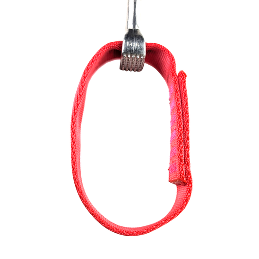"Black 11/16 inch nylon loop sling for climbing anchors and protection"