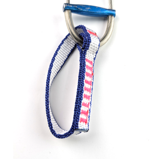 Purple reinforced eye Dyneema cam sling for climbing protection