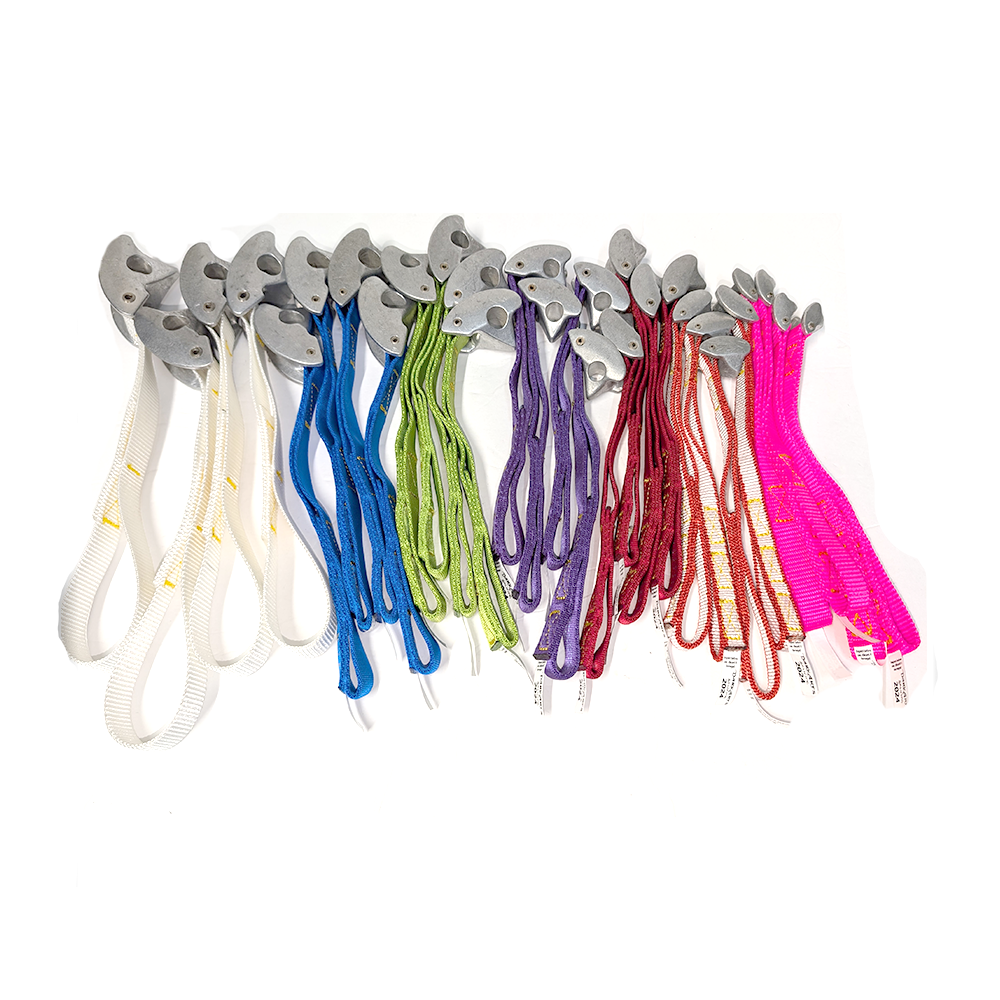 "Replacement Dyneema or nylon sling for climbing Tricams – machine-sewn for strength"